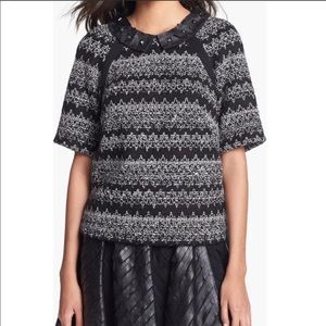 Like new | Milly | Wool Leather Collar Top